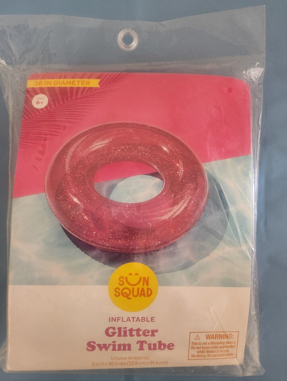 Sun Squad Inflatable Glitter Swim Tube - Pink